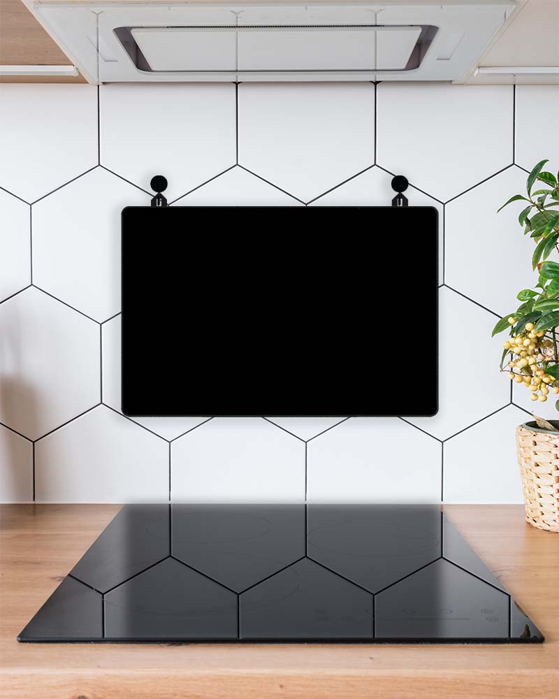 Spatscherm zwart effen in de keuken